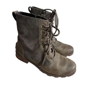 Sorel phoenix lace up waterproof leather suede bots quarry gray